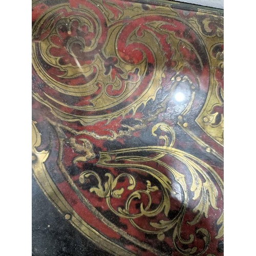 1394 - 19th century boullework console table with tortoiseshell and brass inlay top to the serpentine front... 