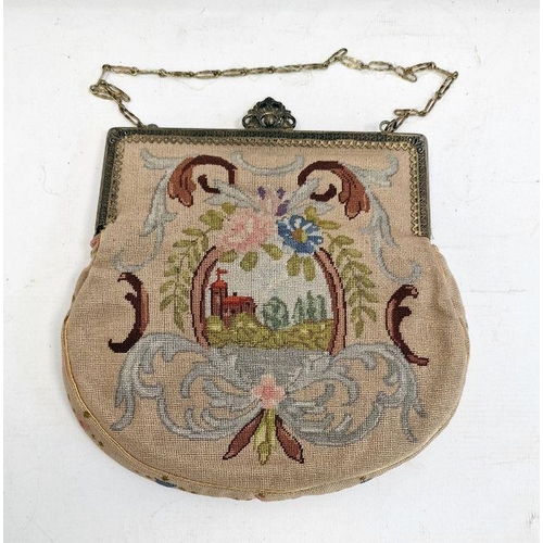 157 - Lady's evening purse and a twin-handled tile-top tray (2)