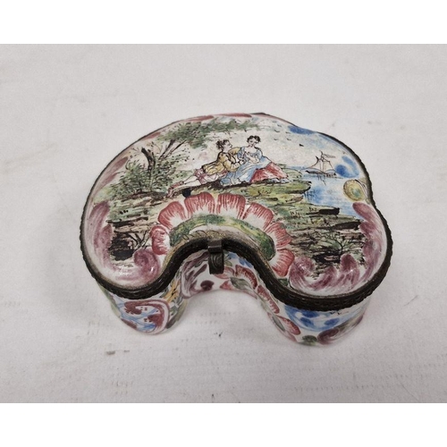 194 - Mid 18th century Veuve Perrin enamel snuff box with previously hinged lid now separate, with courtin... 