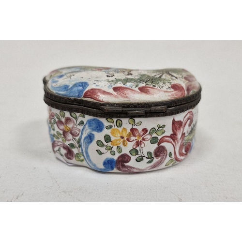 194 - Mid 18th century Veuve Perrin enamel snuff box with previously hinged lid now separate, with courtin... 