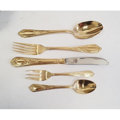 229 - Cased set of cutlery gold plated on chrome, nickel, steel by SPS Bestecke, in blue case