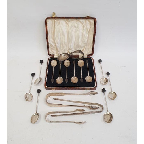 252 - Assorted silver flatware to include cased set of six silver coffee spoons with coffee bean finials, ... 