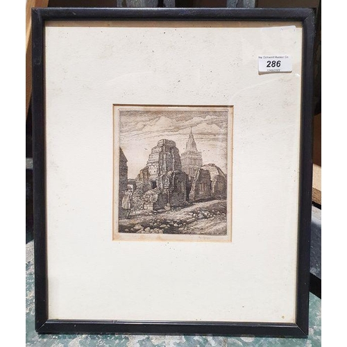 286 - After F L Griggs (1876-1938)
 Etching
 Figure by ruins, signed in pencil lower right with a Fine Art... 