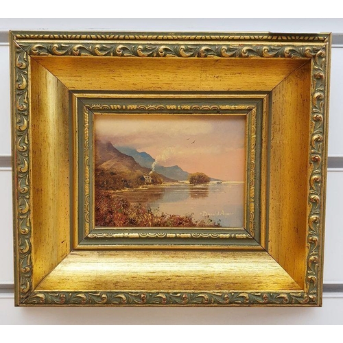 297a - Donald Ayres
 Oil on panel
 'Loch Linnie' signed lower right 8 x 11 cm
 together with assorted print... 