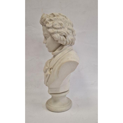 3 - Parian porcelain bust of Beethoven on socle base, 29cm high