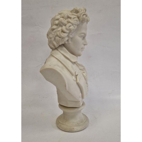 3 - Parian porcelain bust of Beethoven on socle base, 29cm high