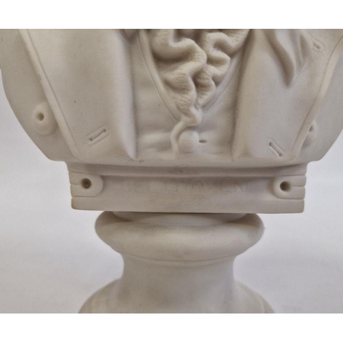 3 - Parian porcelain bust of Beethoven on socle base, 29cm high