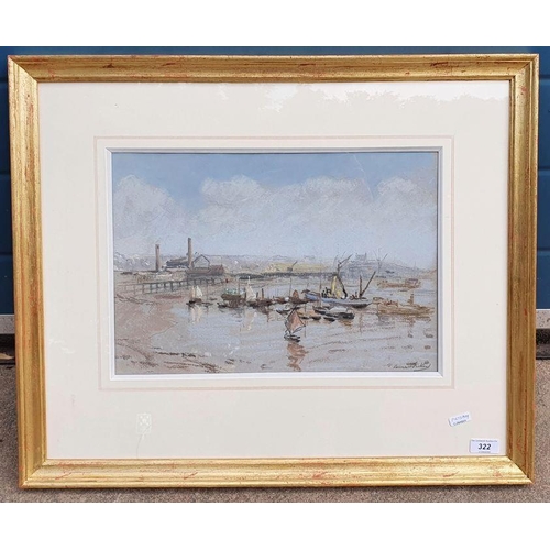 322 - Bernhard Sickert (1863-1932)
 Pastel 
 Boats in harbour, signed lower right, 27cm x 38.5cm