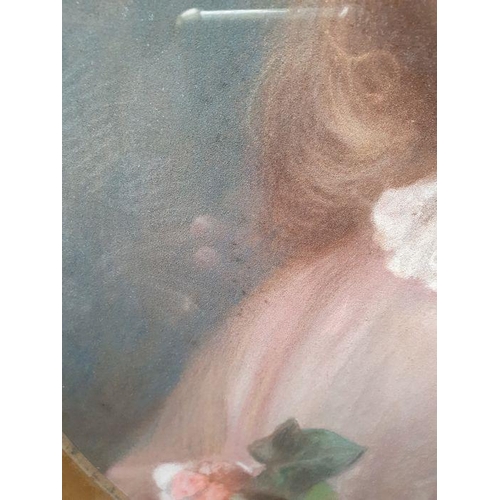 323 - Edward Tayler (1828-1906)
 Pastel
 Girl in pink dress holding rose, signed and dated 1889 lower righ... 