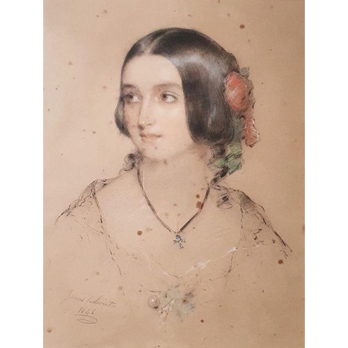 324 - James R Swinton (1816-1888)
 Pastel drawing
 Head and shoulders portrait of a lady, 57cm x 44cm (con... 