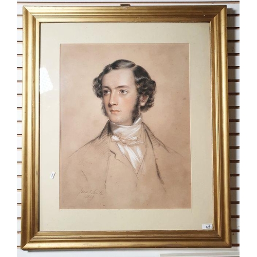 325 - James R Swinton (1816-1888)
 Charcoal and pastel drawing
 Head and shoulders portrait of a young man... 