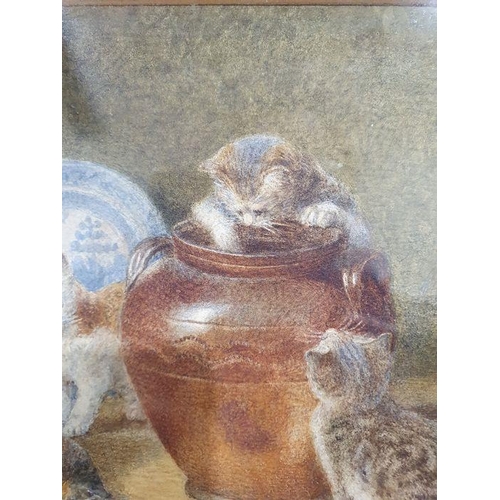 332 - Rosa Bebb (1857-1938)
 Watercolour
 Chaps at Play, a study featuring four kittens, blue and white pl... 