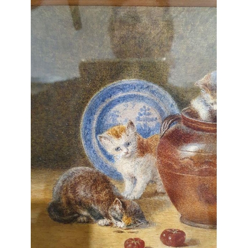 332 - Rosa Bebb (1857-1938)
 Watercolour
 Chaps at Play, a study featuring four kittens, blue and white pl... 