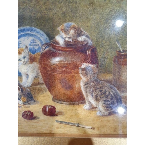 332 - Rosa Bebb (1857-1938)
 Watercolour
 Chaps at Play, a study featuring four kittens, blue and white pl... 