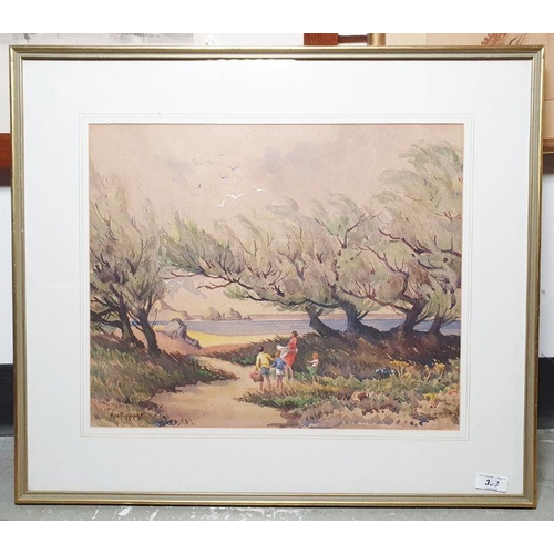 333 - Rex Frederick Hopes (1890-1982) (Bristol Savage Club) 
 Watercolour
 Beach scene, signed lower left,... 