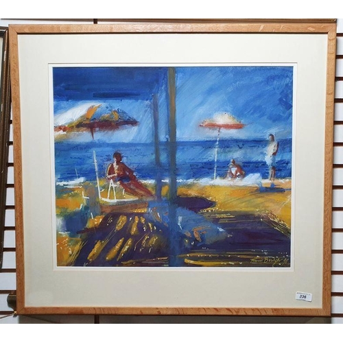 336 - Francis Bowyer (b.1952)
 Watercolour
 Figures on beach, signed and dated 98 lower right, 44cm x 52.5... 