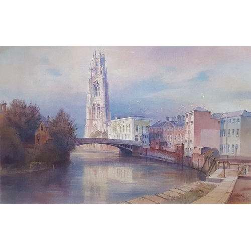 341 - Kenneth Jack (Australian, 1924-2006)
 Watercolour
 Boston, Lincolnshire and bridge over river, signe... 