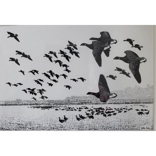 346a - W Smith
 Gouache drawing, 
 signed and dated '75 together with John Cox, Birds in flight, picture (2... 