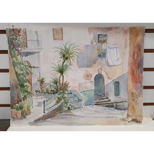 348 - F M Lyte 
 Watercolour
 Continental town scene, signed lower right 
 F M Price
 Amateur watercolours... 