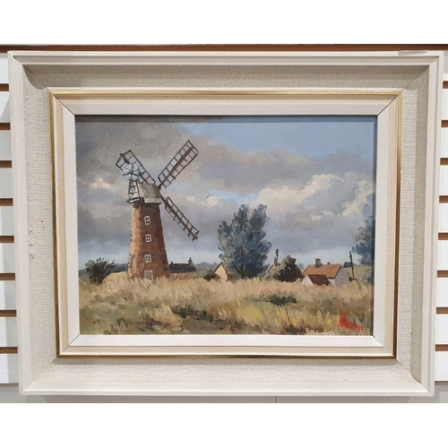 355A - 20th century school
 Oil on board
 Windmill, indistinctly signed lower right, 28cm x 38cm