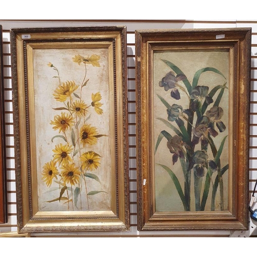 363 - L A Watts (late 19th/early 20th century school)
 Oil on canvas
 Pair of floral still lifes, each sig... 