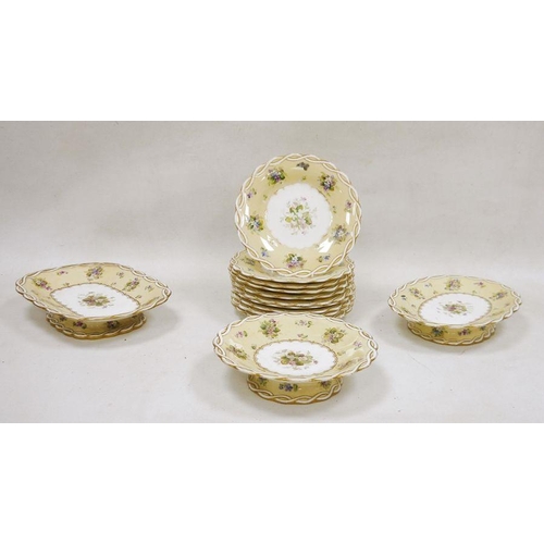 37 - Staffordshire porcelain part dessert service, mid 19th century, impressed registration lozenge and c... 