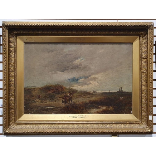 380 - Alfred Vickers (1786-1868)
 Oil on canvas
 “On the Coast, near Bembridge, IOW”, figures on a coastal... 