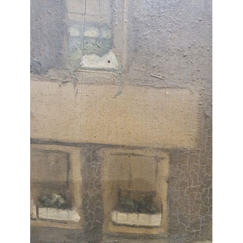 382 - Paul Maitland (1863-1909)
 Oil on board
 Shop front in a row of houses, labelled verso ’71 Cheyne Wa... 