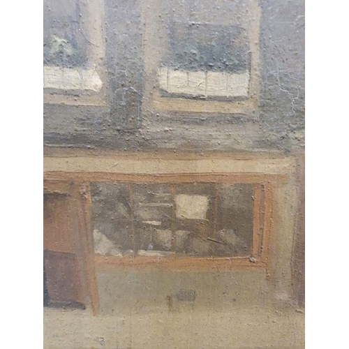 382 - Paul Maitland (1863-1909)
 Oil on board
 Shop front in a row of houses, labelled verso ’71 Cheyne Wa... 