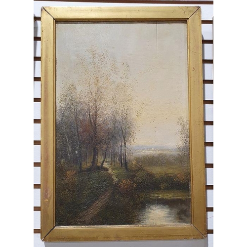 385 - 19th century school
 Oil on board
 Landscape study, unsigned, 47cm x 30cm