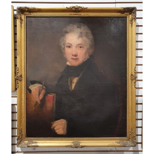 387 - Alfred Hy Taylor (d. 1868)
 Oil on canvas
 Half-length portrait of gentleman with book and pen, sign... 