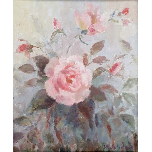 395 - Hilda Ireland (20th century)
 Pair of oils on board
 Still life, study of roses, each signed lower r... 