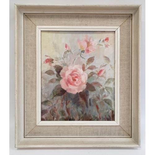 395 - Hilda Ireland (20th century)
 Pair of oils on board
 Still life, study of roses, each signed lower r... 