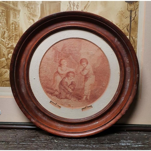 396 - Three 20th century oval miniature oil still lives (8.5 x 7 cm), and after Wheatley print (17 cm diam... 