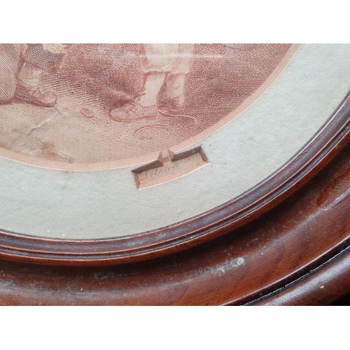 396 - Three 20th century oval miniature oil still lives (8.5 x 7 cm), and after Wheatley print (17 cm diam... 