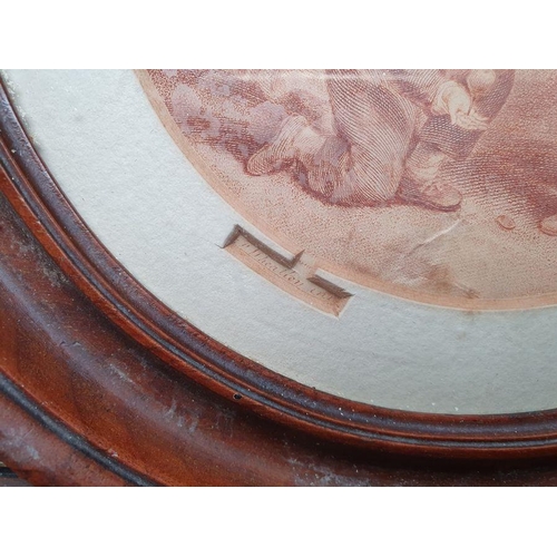 396 - Three 20th century oval miniature oil still lives (8.5 x 7 cm), and after Wheatley print (17 cm diam... 