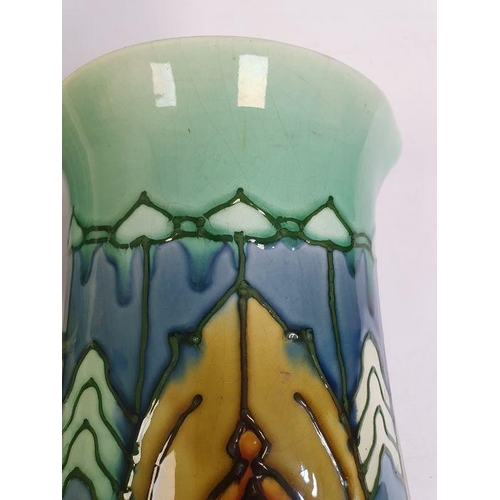 52 - Minton Secessionist Art Nouveau toilet jug and basin, no.36, tube-line decoration in green, ochre an... 