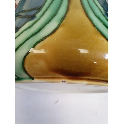 52 - Minton Secessionist Art Nouveau toilet jug and basin, no.36, tube-line decoration in green, ochre an... 