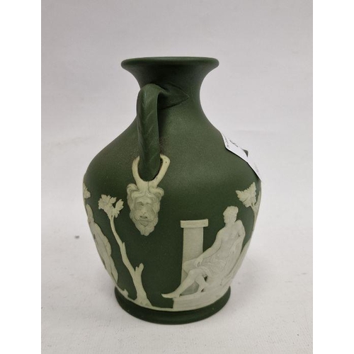 83 - Wedgwood green jasper dip Portland vase, impressed marks to base 15 cm