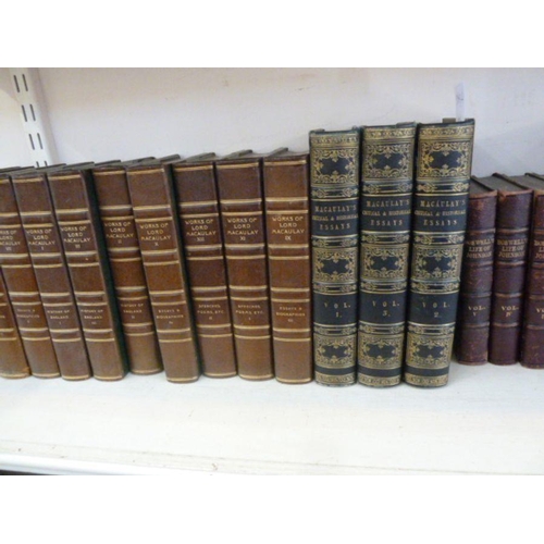 156 - Bindings
   to include The Works of Lord Macauley, half green morocco, green boards, marbled ep, spi... 