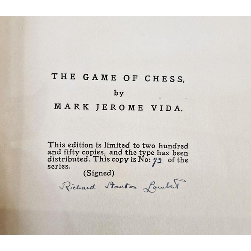 16 - The Game of Chess, done into English from the Latin of M Vida and printed by Richard Stanton Lambert... 