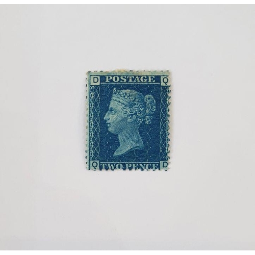 207 - GB: Mounted Mint 2d Blue Line Engraved, DieII, Perf. 14, thin lines, 'QD-DQ' Plate 15.  SG 47 cat £5... 