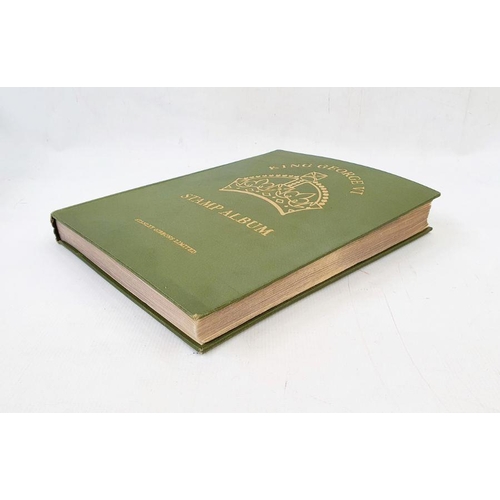 229 - Purposed 220 page green SG 'King George VI' stamp album, original January 1956 edition, over 95% com... 