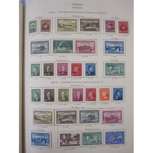 234 - Purposed, 220 page, interleaved red SG 'King George VI' stamp album, 1964 edition, c98% complete.  D... 