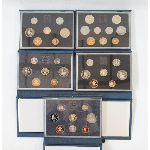 266 - United Kingdom Proof Sets from the Royal Mint, with the following years in blue folders, 1987, 1988,... 