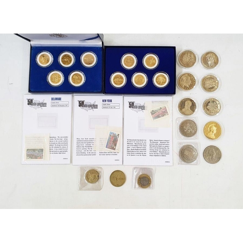 270 - 2 Boxes of United States Quarter Dollars, Gold-plated containing 10 Quarters in total together with ... 