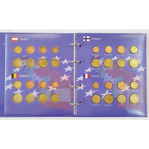 279 - Presentation Folder containing Brilliant Uncirculated Euro Coin Sets from Austria, Belgium, Finland,... 