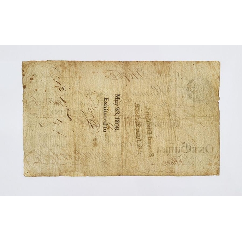 282 - One Guinea Bank Note, issued @ Birmingham Bank, 1804, note containing cashier's signatures, uncut.  ... 