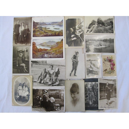 307 - Quantity vintage photographs, mainly portrait, Ordnance Survey map Reading and Newbury and Felsted i... 