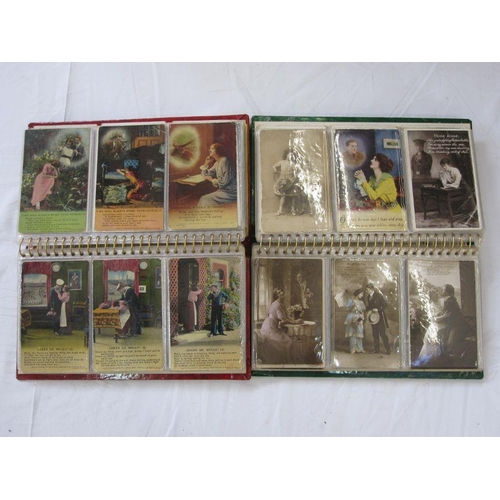 314 - Two albums of vintage postcards to include Sweetheart, Charlie Chaplin, aircraft postcards and aircr... 